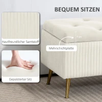 HOMCOM Sitzbank mit Stauraum, Polsterbank mit Samtoptik, Goldene Stahlbeine, Bettbank für Wohnzimmer(m-6)