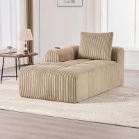 Bequemes Cordsofa mit Rückenlehne, seitlichen Aufbewahrungstaschen für Fernbedienung und Handy, eingebauter Getränkehalter, 158X93X61 cm,, Khaki(m-5)
