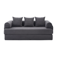 Faltbares Kompressionssofa mit stabilem Metallrahmen, Seitentaschen plus 3 Kissen, 200L x 94B x 67H cm, Dunkelgrau