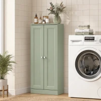 HOMCOM Móvel de Casa de Banho Estreito Móvel de Arrumação com 2 Portas e 3 Prateleiras para Sala Quarto Verde(m-4)