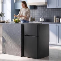 HOMCOM Mini Réfrigérateur Congélateur 90 L, Petit Frigo Compact Silencieux, 2 Portes Réversibles, Thermostat Réglable, Noir(m-16)