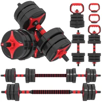 SPORTNOW Ensemble d'haltères réglables 5 en 1 20 kg avec barre de liaison, barres et kettlebell(m-1)