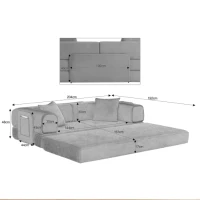 Knochenloses modulares Sofa, umbaubar in ein Bett, umfasst 2 Polster und einen Stahlrahmen, 204L x 97B x 65H cm, Beige(m-3)