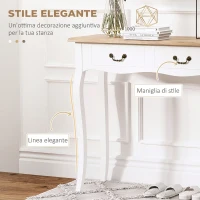 HOMCOM Consolle Ingresso con 2 Cassetti, Tavolo Consolle, Tavolino Ingresso per Corridoio, Ingresso, Soggiorno, 87x34x78.5 cm, Bianco(m-6)