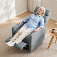 HOMCOM Fotoliu relax electric cu ajutor la ridicare, Telecomandă, Spumă moale, Buzunar lateral, Tapițerie cu aspect de in, Gri(m-5)