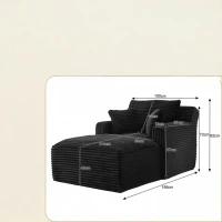 Moderner Cord-Loungesessel, bequemes Schlafsofa/Liegestuhl, geeignet für Wohnzimmer und Büro, 100L x 166B x 72H cm,Schwarz(m-3)
