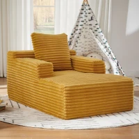 Knochenloses Cordsofa, bequemes Schlafsofa / unzusammengebauter Liegestuhl, Liegestuhl für Wohnzimmer und Büro, 81L x 117B x 50H cm, Gelb(m-2)