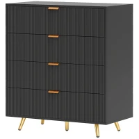 HOMCOM Elegant Four-Drawer Bedside Table - Black(m-11)