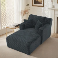 Moderner Cord-Loungesessel, bequemes Schlafsofa/Liegestuhl, geeignet für Wohnzimmer und Büro, 100L x 166B x 72H cm,Dunkelgrau(m-6)