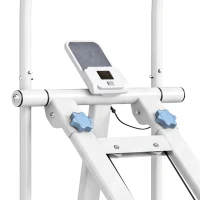 SPORTNOW Stepper d'Escalier Pliable, Hauteur Réglable, Écran LCD, Pédales Réglables, Charge 100 kg, 85 x 80 x 142 cm, Blanc(m-13)