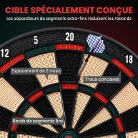 HOMCOM Cible jeu de fléchettes électronique 26 Jeu principals et 185 jeux variations cibles électroniques pour 8 joueurs 30 flechette pointe affichage LCD haut-parleur noir(m-7)