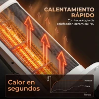 HOMCOM Calefactor Eléctrico Cerámico PTC 2000W con 4 Modos Control Remoto Protección Contra Sobrecalentamiento y Vuelcos(m-6)