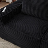 Modulares Doppelsitz-Cordsofa mit Becherhaltern und Seitentaschen, Federkern und hochdichtem Schaumstoff, 188L x 90B x 75H cm, Schwarz(m-7)