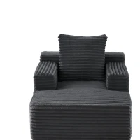 Knochenloses Cordsofa, bequemes Schlafsofa / unzusammengebauter Liegestuhl, Liegestuhl für Wohnzimmer und Büro, 81L x 117B x 50H cm, Dunkelgrau(m-1)