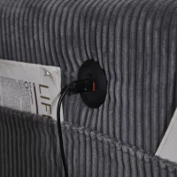 Das schwarze Cord-Doppelsofa verfügt über 2 Kissen, 4 Becherhalter und 4 Seitentaschen, kann in zwei unabhängige Sitze geteilt werden, 224L x 140B x 81H cm , Grau(m-5)