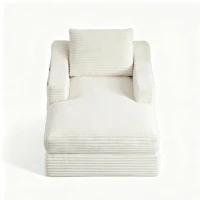 Knochenloses Cord-Freizeitsofa, doppellagiges Design, kann in ein Bett gefaltet werden, 100L x 160B x 64H cm,Weiß(m-1)