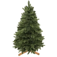 HOMCOM Kunstkerstboom 150 cm, edelspar, vol model met scharniertakken, 525 takpunten, inklapbare houten standaard, groen(m-15)