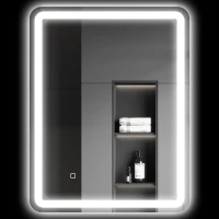 HOMCOM Miroir de salle de bain 60 x 80 cm, miroir LED mural avec 3 couleurs lumière, dimmable, mémoire, anti-buée, argent(m-11)