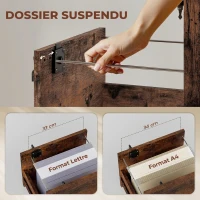 HOMCOM Caisson bureau mobile à 2 tiroirs, meuble rangement bureau sur roulettes pour documents suspendus format lettre, marron(m-5)