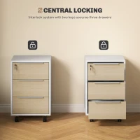 HOMCOM Three-Drawer Locking Filing Cabinet - Oak/White(m-7)