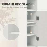 HOMCOM Mobile Bagno Slim Salvaspazio con Armadietto e Ripiano, 18x20x80 cm, Bianco(m-6)