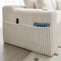 Modulares Sofaset mit Liegestühlen und Doppelbetten, 5 Kissen und 2 Getränkehaltern， 257×160×62 cm, Beige(m-7)