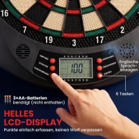 HOMCOM Elektronische Dartscheibe automatische Wertung Dartboard Dart-set mit 6 Darts 30 Dartköpfe 26 Spiele Englische Sprachansagen 185 Trefferoptionen für 8 Spieler Schwarz 44 x 39,5 x 2,2 cm(m-6)