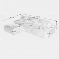 Modulares Cordsofa für 3 Personen (inklusive Fußhocker), ausgestattet mit Getränkehaltern , seitlichen Aufbewahrungstaschen, 268L x 174B x 80H cm, Dunkelgrau(m-3)