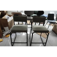 HOMCOM 2er-Set Barhocker, Samt-Barhocker, Gepolsterte Sitzfläche 67H cm, Rückenlehne und Fußstütze, Grün(m-3)