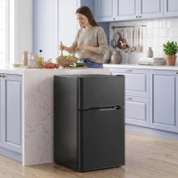HOMCOM Mini Réfrigérateur Congélateur 90 L, Petit Frigo Compact Silencieux, 2 Portes Réversibles, Thermostat Réglable, Noir(m-17)