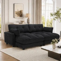 Palm-Sessel mit austauschbaren linken und rechten Armlehnen, drei Becherhaltern und einer Seitentasche, USB-Anschlüssen an den Seitenlehnen, 140L x 112B x 81H,Schwarz(m-9)