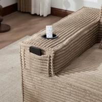 Modulares Doppelsitz-Cordsofa mit Becherhaltern und Seitentaschen, Federkern und hochdichtem Schaumstoff, 188L x 90B x 75H cm, Khaki(m-7)