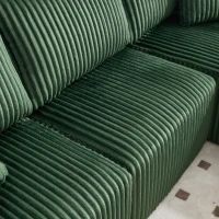 Modulares Sofaset mit Liegestühlen und Doppelbetten, 5 Kissen und 2 Getränkehaltern，257X160X62 cm, Smaragdgrün(m-8)