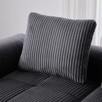 Cord-Kombinationssofa mit 3 Kissen, Seitentaschen und Getränkehaltern, 253L x 158B x 61H cm, Dunkelgrau(m-6)