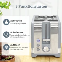 HOMCOM waterkoker- en broodroosterset, 1,7 l, 2200 W snelkook-waterkoker met thermostaat, 2-sneetjes broodrooster, grijs(m-7)