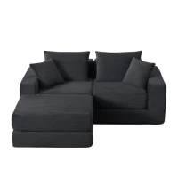 Knochenlose Sofabestuhlung mit rutschfester Basis, mit breiten Armlehnen, bequemen Rückenlehnen und einem hochelastischen Polster, Maße 259,5 L x 96 B x 64,5 H cm, Dunkelgrau(m-1)