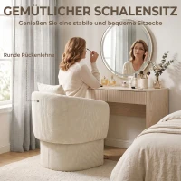 HOMCOM Relaxsessel mit Hocker Loungesessel mit Geschwungene Rückenlehne, Armlehnen, Nordischer Chenille Gepolstert Beige(m-5)