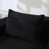 Modulares Doppelsitz-Cordsofa mit Becherhaltern und Seitentaschen, Federkern und hochdichtem Schaumstoff, 188L x 90B x 75H cm, Schwarz(m-5)