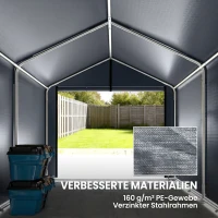 Outsunny Garagenzelt 2,2 x 1,6 m Wasserdicht Gerätezelt mit Rolltür Satteldach Stahlrahmen, UV-beständig Dunkelgrau(m-4)