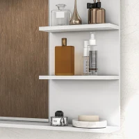 Kleankin Espelho de Casa de Banho de Parede com 2 Prateleiras Laterais e Prateleira Inferior 75x10x48 cm Branco(m-11)