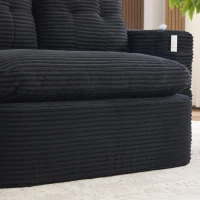 2-in-1 Cordsofa mit verstellbarer Funktion, 2 Getränkehaltern, hohe Rückenlehne und extra tiefe Sitzfläche, 165L x 97B x 61H cm,Schwarz(m-9)