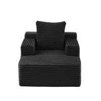 Knochenloses Cordsofa, bequemes Schlafsofa / unzusammengebauter Liegestuhl, Liegestuhl für Wohnzimmer und Büro, 81L x 117B x 50H cm,Schwarz(m-1)