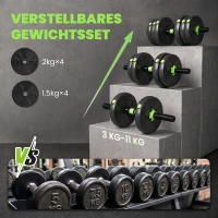 SPORTNOW Hantelset verstellbar 15 KG Kurzhantel Set Kurzhanteln Langhanteln Hanteln Set für Krafttraining(m-5)