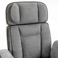 HOMCOM Silla de Escritorio con Reposapiés Reposabrazos Abatibles Respaldo Alto y Reclinable 145° Reposacabezas Ajustable Gris(m-13)