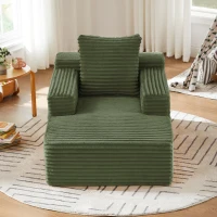 Knochenloses Cordsofa, bequemes Schlafsofa / unzusammengebauter Liegestuhl, Liegestuhl für Wohnzimmer und Büro, 81L x 117B x 50H cm, Grün(m-5)