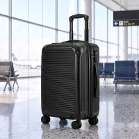 HOMCOM Valigia Rigida Piccola 48L Espandibile con 4 Ruote e Scomparto per Laptop, 56x36x24 cm, Nero(m-2)