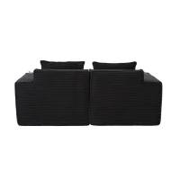Modulares Doppelsitz-Cordsofa mit Becherhaltern und Seitentaschen, Federkern und hochdichtem Schaumstoff, 188L x 90B x 75H cm, Schwarz(m-11)
