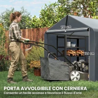 Outsunny Tenda Garage con Copertura Rinforzata Impermeabile e Ingresso Zip, in Acciaio Zincato, 162x221.5x163 cm, Grigio(m-5)