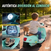 AIYAPLAY Moto Eléctrica para Niños Licencia Mini Vespa GTS 2 Ruedas Auxiliares Batería de Litio Faro Bocina Respaldo Verde(m-9)
