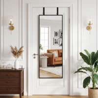 HOMCOM Oglindă de perete dreptunghiulară pentru ușă, oglindă decorativă mare pentru dormitor din sticlă temperată 110 x 40 cm, negru(m-5)